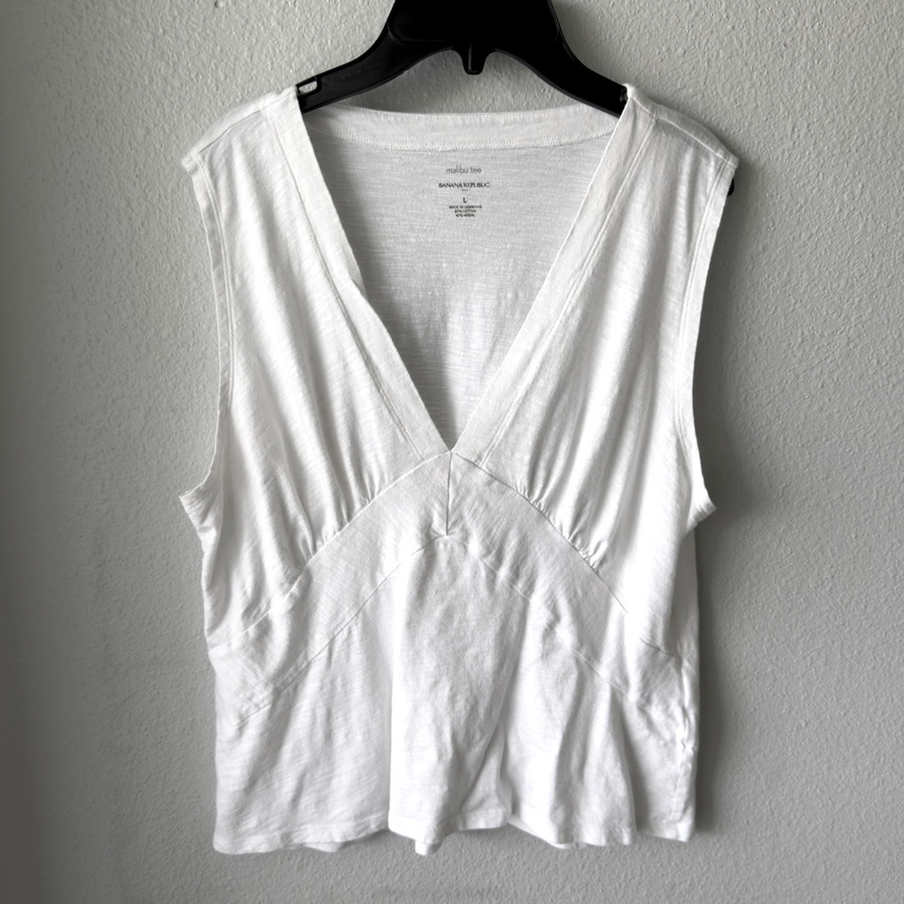 Banana Republic White Fitted Crop Tank Top